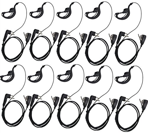 Lsgoodcare 2-Pin Advanced G-Form Polizei-Ohrhörer-Headset PTT mit Mikrofon kompatibel für Motorola 2-Wege-Funkgerät CP040 CP200 XTNi DTR VL50 Walkie-Talkie-Kopfhörer - Packung mit 10 von Lsgoodcare