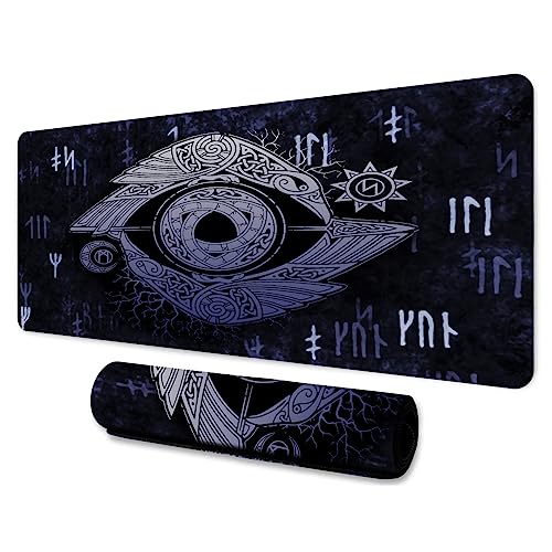 LshyMn Großes Wikinger-Mauspad, 31,5 x 11,8 x 0,3 cm, nordische Mythologie, Rune, Krähe, Sonne, Mond, grafisches gedrucktes Spiel-Mauspad für Arbeit, Spiel, Büro, Zuhause, BDXPMN197 LshyMn Großes Wikinger-Mauspad, 31,5 x 11,8 x 0,3 cm, nordische Mythologie, Rune, Krähe, Sonne, Mond, grafisches gedrucktes Spiel-Mauspad für Arbeit, Spiel, Büro, Zuhause, BDXPMN197 von LshyMn