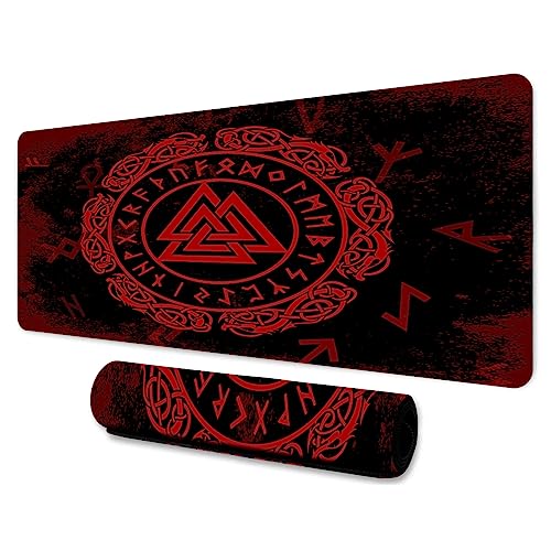 LshyMn Großes Wikinger-Mauspad, 80 x 30 cm, nordische Mythologie, Odin, magische Rune, grafisches gedrucktes Spiel-Mauspad für Büro, Computer, Schreibtisch, Dekoration BDXPMN262 von LshyMn