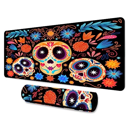 LshyMn Totenkopf-Mauspad, 80 x 30 cm, Gothic, Süßigkeiten, Totenkopf, Pflanze, Blume, Blätter, grafisches gedrucktes Spiel-Mauspad für Büro, Computer, Schreibtisch, Dekoration BDXPMN215 LshyMn Totenkopf-Mauspad, 80 x 30 cm, Gothic, Süßigkeiten, Totenkopf, Pflanze, Blume, Blätter, grafisches gedrucktes Spiel-Mauspad für Büro, Computer, Schreibtisch, Dekoration BDXPMN215 von LshyMn