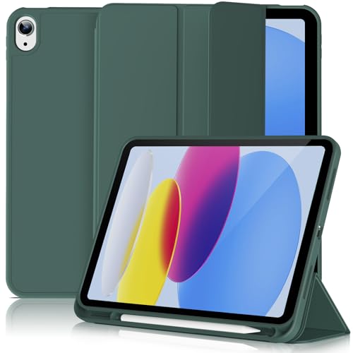 Lsmmpoba Hülle für iPad (A16) 11. Generation 2025 11 Zoll/iPad 10. Generation 2022 10.9 Zoll mit Stifthalter, Weicher TPU Rückseite Abdeckung Schutzhülle, Kieferngrün von Lsmmpoba