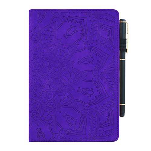 Huawei Mediapad T3 10 Schutzhülle, Lspcase Huawei Tablet T3 9.6 Zoll Leder Hülle Stand Flip Cover Brieftasche Etui Case mit Kartenfach und Stifthalter for Huawei Mediapad T3 10 9.6" Mandala Blume Lila von Lspcase