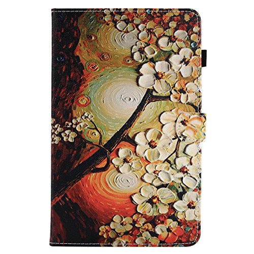 Lspcase Galaxy Tab A 8.0 Inch 2017 Hülle, Flip Schutzhülle PU Leder Brieftasche Stand Case Cover mit Auto Schlaf/Aufwach und Stifthalter für Samsung Galaxy Tab A 8.7 SM-T380 / SM-T385 Blume von Lspcase