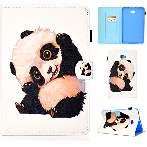 Lspcase Hülle für Samsung Tab A6 10.1 SM-T580 / SM-T585 PU Leder Case Magnetisch Flip Cover Etui mit Auto Schlaf/Aufwach Funktion und Stifthalter für Samsung Galaxy Tab A 10.1 Zoll 2016 Baby Panda von Lspcase