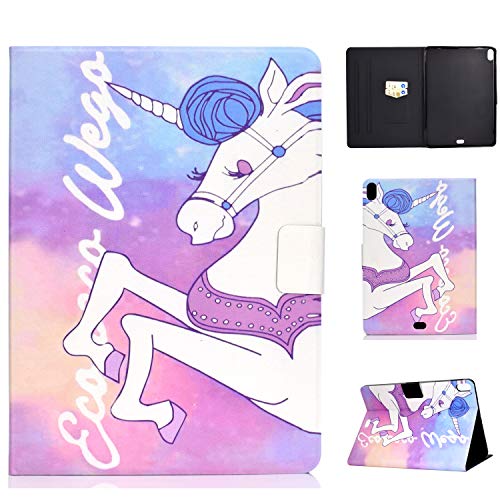 Lspcase Hülle für iPad Pro 11 Zoll - iPad Pro 11" Schutzhülle Flip Cover Case Tasche mit Kartensteckplatz, Magnetschnalle, Standfunktion und Auto Wake/Sleep Funktion Rosa Pferd von Lspcase