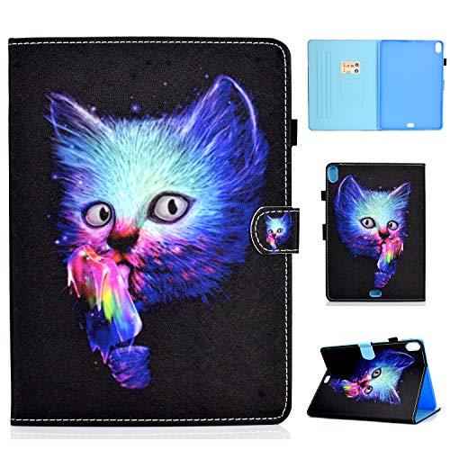 Lspcase Hülle für iPad Pro 11 Zoll - iPad Pro 11" Schutzhülle Flip Cover Case Tasche mit Stifthalter, Kartensteckplatz, Magnetschnalle, Standfunktion und Auto Wake/Sleep Funktion Blaue Katze von Lspcase