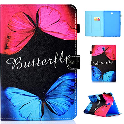 Lspcase Samsung Tab S4 10.5 Hülle - PU Leder Stand Folio Flip Smart Hülle Auto Schlaf/Wach Funktion mit Magnetic Stifthalter für Samsung Galaxy Tab S4 10.5 Zoll SM-T830 T836 Roter Blaue Schmetterling von Lspcase