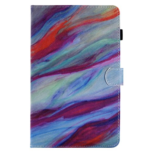 Schutzhülle für Amazon Kindle Fire 7, Lspcase Kindle Fire 7 Leder Hülle Flip Cover Standfunktion Kartenschlitz Magnetische Wallet Case mit Stifthalter für Amazon Kindle Fire 7 2015 Aquarell von Lspcase