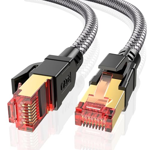Ltemziiy Cat 8 Lan Kabel Netzwerkkabel,0.5M 1M 3M 5M 10M 20M Hochgeschwindigkeits Gigabit 40Gbps Geflochtener Ethernet Kabel,RJ45 S/FTP Patchkabel,für PS5/Laptop/Router/Gaming/Modem(0.5M) von Ltemziiy