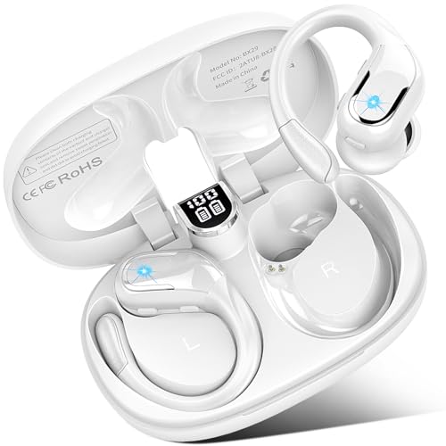 Bluetooth Kopfhörer Sport, 2023 Kopfhörer Kabellos Bluetooth 5.3 Stereo, 75H ENC Mic Noise Cancelling Bluetooth Kopfhörer in Ear, LED-Anzeige, Bass, IP7 wasserdichte Ohrhörer Bluetooth, Weiß von Ltinist