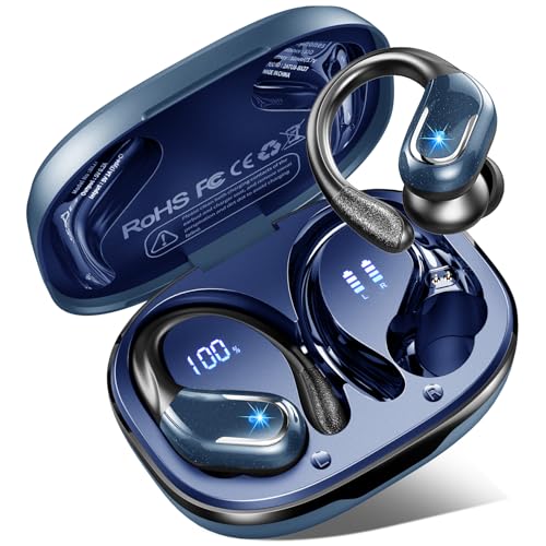 Bluetooth Kopfhörer Sport, In Ear Kopfhörer Kabellos Bluetooth 5.3 mit 4 ENC Noise Cancelling, 75H Hi-Fi Stereo Bluetooth Kopfhörer, Dual LED Anzeige, IP7 Wasserdicht Ohrhörer Bluetooth, USB-C, Blau von Ltinist