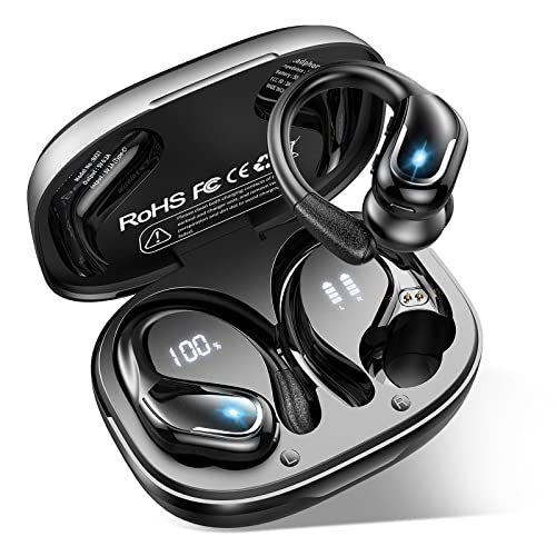 Bluetooth Kopfhörer Sport, Litinst Kopfhörer Kabellos Bluetooth 5.3 3D Stereo mit Mic, 75Std Spielzeit, Dual LED Anzeige Wireless Kopfhörer, IP7 Wasserdicht In-Ear Ohrhörer mit Ohrhaken für Sport von Ltinist