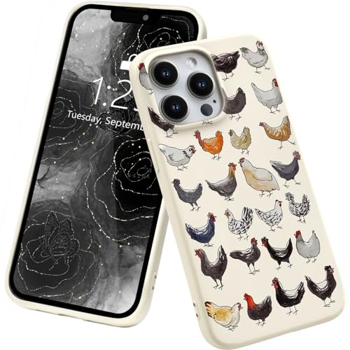 LuGeKe Funny Animal Phone Case for iPhone 13 Mini, Cute Chickens Pattern Soft White Silicone Cover Flexible Ultra Slim Protective Girls Boys von LuGeKe