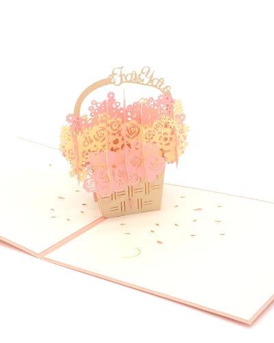 LuLu 3D Pop Up Karte – Blumen For You Karte, Blumenkorb, Geburtstagskarte, Glückwunschkarte, Hochzeitskarte, Freundin oder Mama zum Muttertag, Valentinstag, Jahrestag, Gute Besserung von LuLu