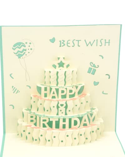 LuLu 3D Pop Up Karte – Geburtstagskarte mit 5 Schichten Kuchen, Happy Birthday Karte, Glückwunschkarte, Geburtstagsgrusskarte, Grußkarten für Geburtstag von LuLu