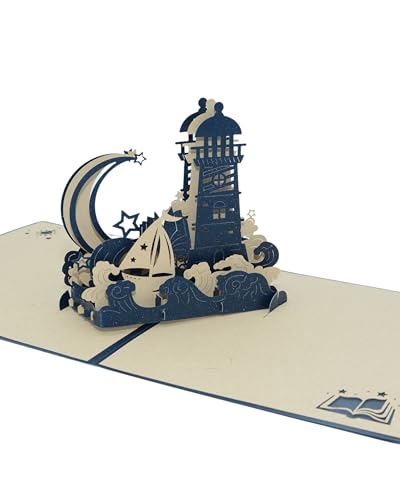 LuLu 3D Pop Up Karte - Leuchtturm, Ostsee, Nordsee, Geburtstagskarte & Dankeskarte für Geschenk, Gutschein, Weihnachten, Einladung, Geburtstag & Glückwunschkarte von LuLu