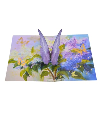 LuLu 3D Pop Up Karte - Schmetterling auf Blumen, Geburtstagskarte & Dankeskarte für Geschenk, Gutschein und Glückwunschkarte von LuLu