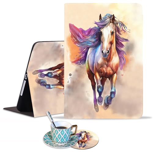 Luasao Schutzhülle für iPad 9.7 2018/2017, iPad Air/Air 2, verstellbarer Ständer, automatische Wake/Sleep-Funktion, Smart-Hülle für Apple iPad 6. / 5. Generation, Aquarell-Pferd (mit Untersetzern) Luasao Schutzhülle für iPad 9.7 2018/2017, iPad Air/Air 2, verstellbarer Ständer, automatische Wake/Sleep-Funktion, Smart-Hülle für Apple iPad 6. / 5. Generation, Aquarell-Pferd (mit Untersetzern) von Luasao