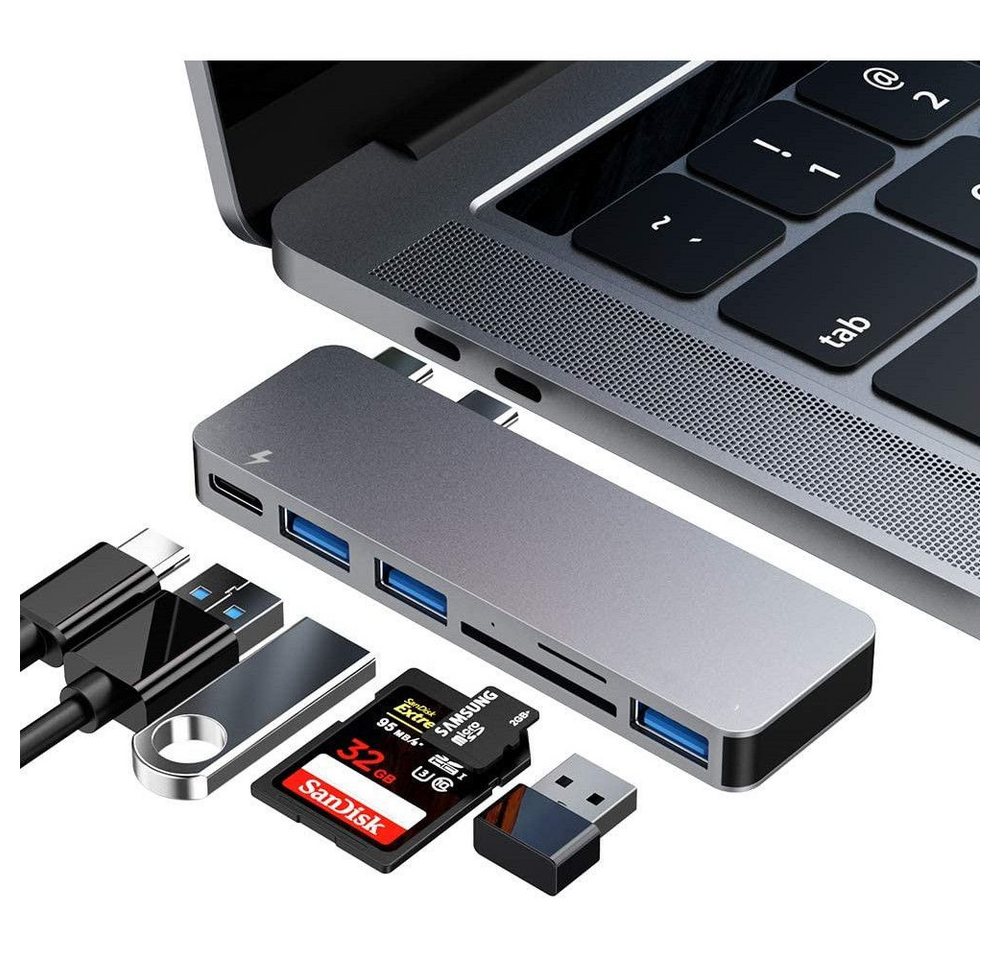Lubgitsr Laptop-Dockingstation USB C Adapter für MacBook Air/Pro, USB C Hub Mac MacBook Adapter, (1 St) von Lubgitsr