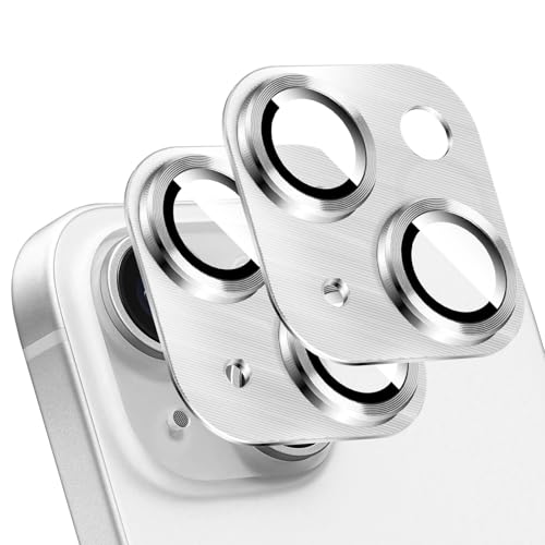 LucBuy 2 Stück Metall Kameraschutz für iPhone 12 Pro Max, 3D Textur Aluminium Abdeckung Telefondekoration, Kratzfeste Vollständige Abdeckung der Kamerarückseite aus Titan von LucBuy