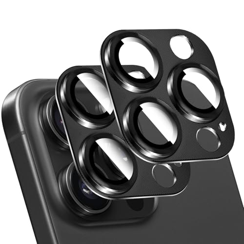 LucBuy 2 Stück Metall Kameraschutz für iPhone 13 Pro/iPhone 13 Pro Max, 3D Textur Aluminium Abdeckung Telefondekoration, Kratzfeste Vollständige Abdeckung der Kamerarückseite aus Titan von LucBuy