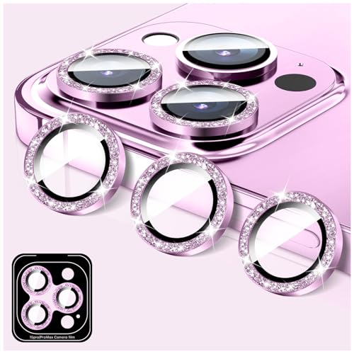 LucBuy Kamera Schutz für iPhone 11 Pro/iPhone 11 Pro Max, Glitzer 9H Hartglas Kamera-Abdeckung Filmaufkleber, Automatisch Ausrichtende Einzelne Metallringe, Glänzendes Handyzubehör von LucBuy