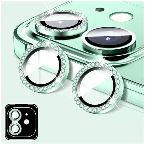 LucBuy Kameraschutz für iPhone 11, Diamant Aufkleber für Kameraobjektiv Abdeckung, Displayschutzfolie aus Gehärtetem Glas, Individuelle Automatisch Ausrichtende Metallringe von LucBuy