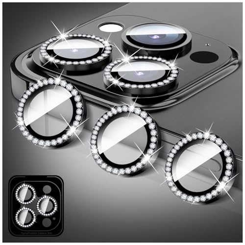 LucBuy Kameraschutz für iPhone 11 Pro/iPhone 11 Pro Max, Diamant Aufkleber für Kameraobjektiv Abdeckung, Displayschutzfolie aus Gehärtetem Glas, Individuelle Automatisch Ausrichtende Metallringe von LucBuy