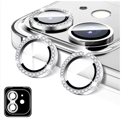 LucBuy Kameraschutz für iPhone 12/iPhone 12 Mini, Diamant Aufkleber für Kameraobjektiv Abdeckung, Displayschutzfolie aus Gehärtetem Glas, Individuelle Automatisch Ausrichtende Metallringe von LucBuy