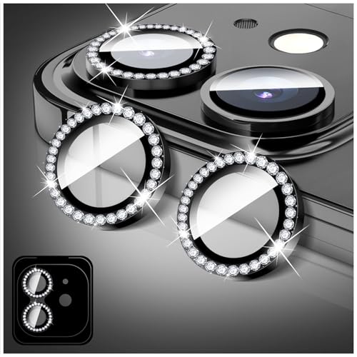 LucBuy Kameraschutz für iPhone 13/iPhone 13 Mini, Diamant Aufkleber für Kameraobjektiv Abdeckung, Displayschutzfolie aus Gehärtetem Glas, Individuelle Automatisch Ausrichtende Metallringe von LucBuy