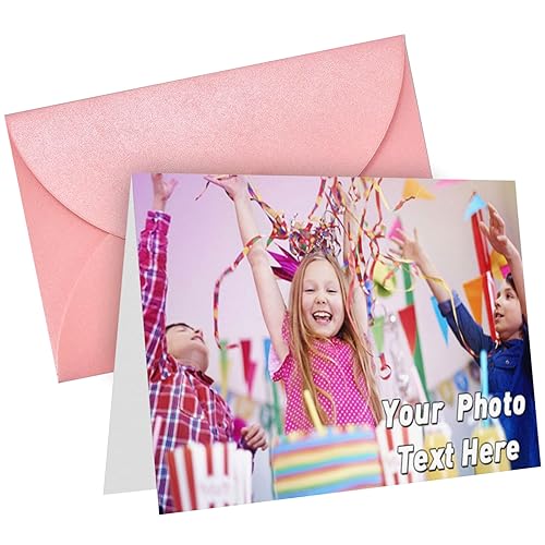 LucBuy Personalisierte Grußkarte mit Foto Text, Individuelle Dankeskarten mit Umschlag,Individuelle Einladungskarten als Geschenke,Geburtstagskarte für Weihnachten Hochzeit Abschluss Jahrestag (A6) von LucBuy