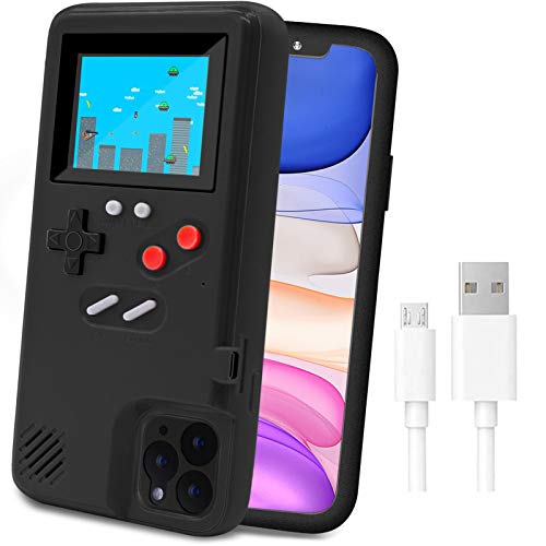 LucBuy Spielekonsolenhülle für iPhone, Schutzhülle mit Eigener Stromversorgung und 36 Spielen,Cooles Farbdisplay,Stoßfeste Videospiel-Handytasche iPhone 11 Pro Max - Schwarz von LucBuy