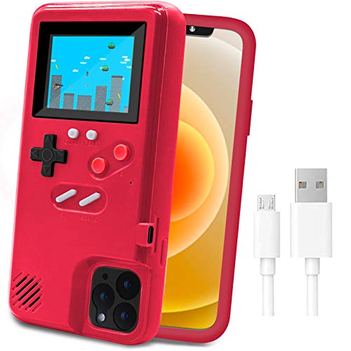 LucBuy Spielekonsolenhülle für iPhone, Schutzhülle mit Eigener Stromversorgung und 36 Spielen,Cooles Farbdisplay,Stoßfeste Videospiel-Handytasche iPhone 13/13 Pro - Rot von LucBuy