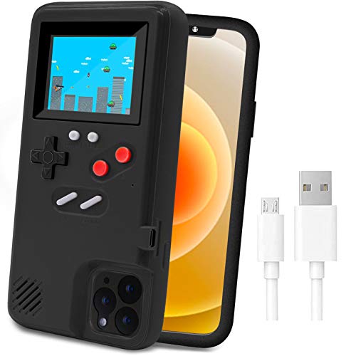 LucBuy Spielekonsolenhülle für iPhone, Schutzhülle mit Eigener Stromversorgung und 36 Spielen,Cooles Farbdisplay,Stoßfeste Videospiel-Handytasche iPhone 13 Pro Max - Schwarz von LucBuy