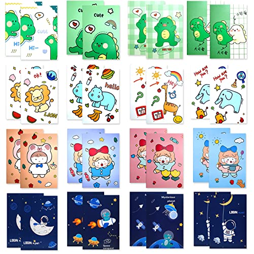 Luccyle Mini Notizbuch, 40 Stück Cute Cartoon Notizblock, Süßes Kleines Notizbuch Pocket Notebook,Taschennotizbuch Klein ​für Schule Büro Hause Reise (120 x 85mm) von Luccyle