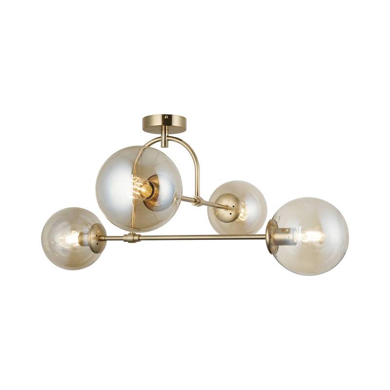 Deckenleuchte Portemo, messing, Länge 83 cm, 4-flammig, Glas von Lucea