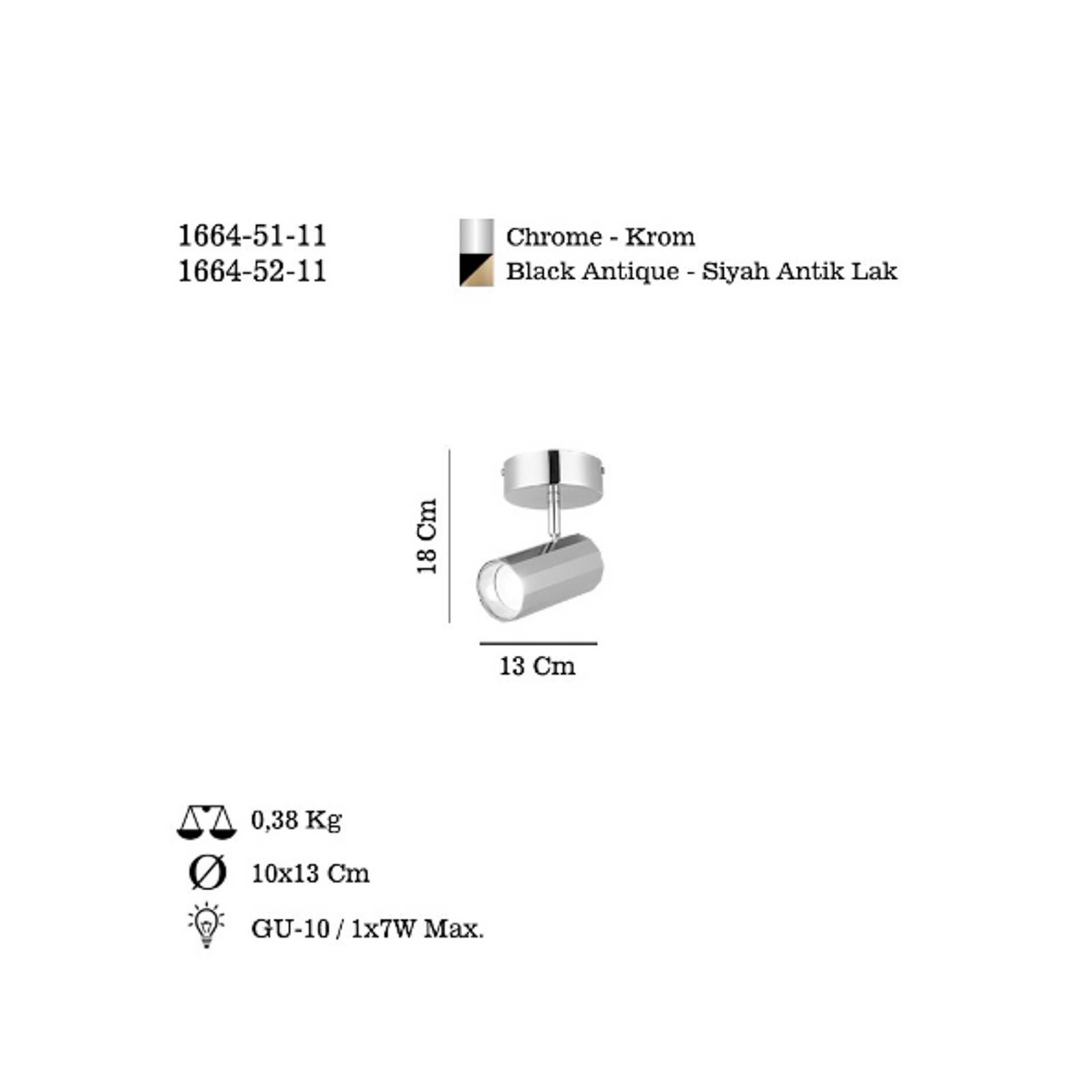 Deckenstrahler Oktano, chromfarben, Länge 13 cm, Metall Deckenstrahler Oktano, chromfarben, Länge 13 cm, Metall von Lucea