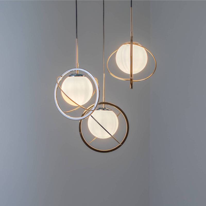 Hängeleuchte Cimona, gold/perlschwarz, 3-flammig von Lucea