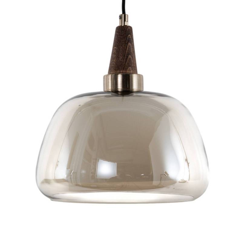Hängeleuchte Ermo, messingfarben, Ø 25 cm, Glas, Eisen von Lucea