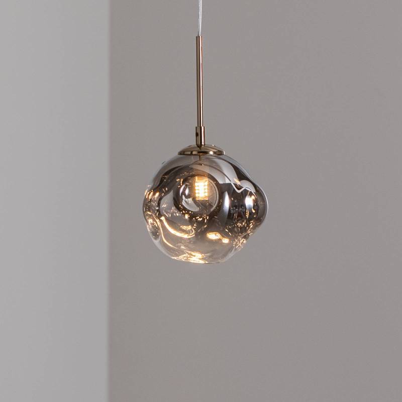 Hängeleuchte Herman, goldfarben, Ø 18 cm, Glas, Eisen von Lucea