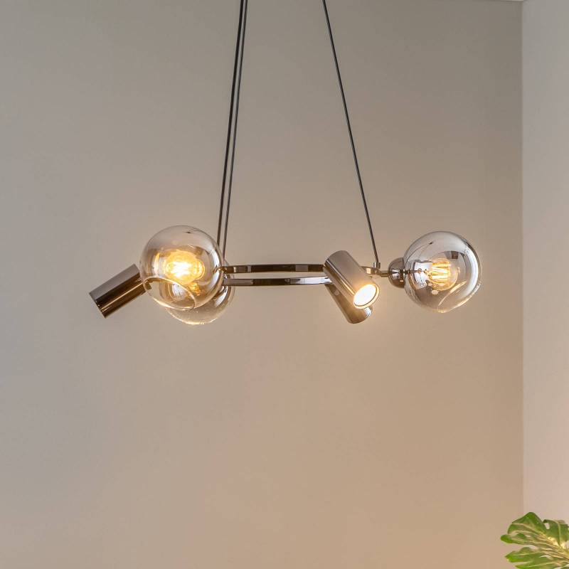 Hängeleuchte Zerde 3+3 Ø 67 cm schwarz-chrom 6-flg von Lucea