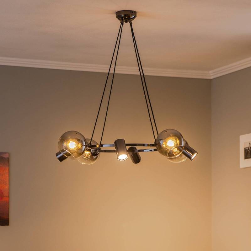 Hängeleuchte Zerde 4+4 Ø 82 cm schwarz-chrom 8-flg von Lucea