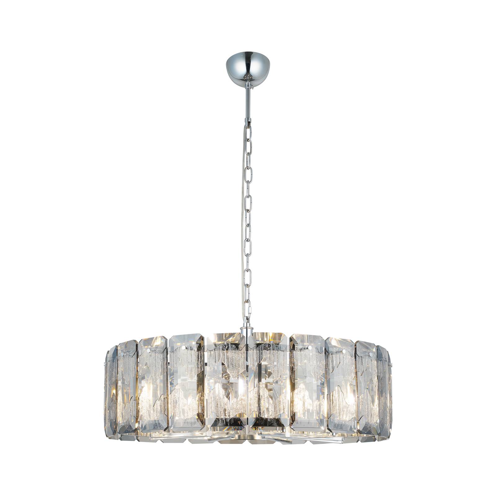 Kronleuchter Orvin, rund, chrom, 8-flammig, Ø 67 cm, Glas Kronleuchter Orvin, rund, chrom, 8-flammig, Ø 67 cm, Glas von Lucea