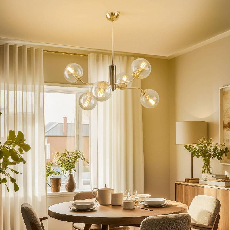 Kronleuchter Santon, chrom/transparent, 6-flammig von Lucea