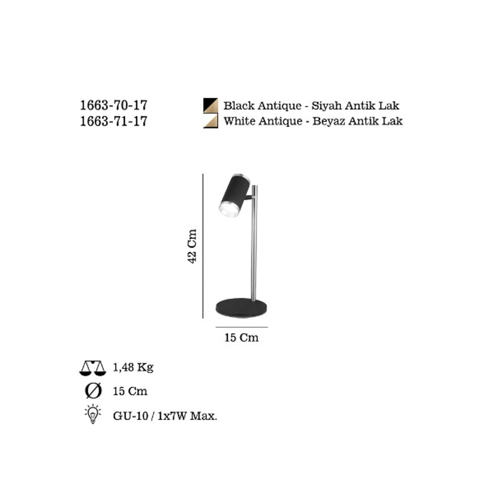 Tischleuchte Lume, schwarz/gold antik, Höhe 42 cm, Metall Tischleuchte Lume, schwarz/gold antik, Höhe 42 cm, Metall von Lucea