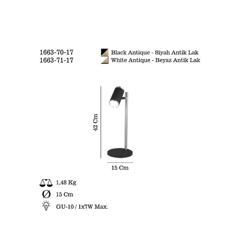 Tischleuchte Lume, schwarz/gold antik, Höhe 42 cm, Metall von Lucea
