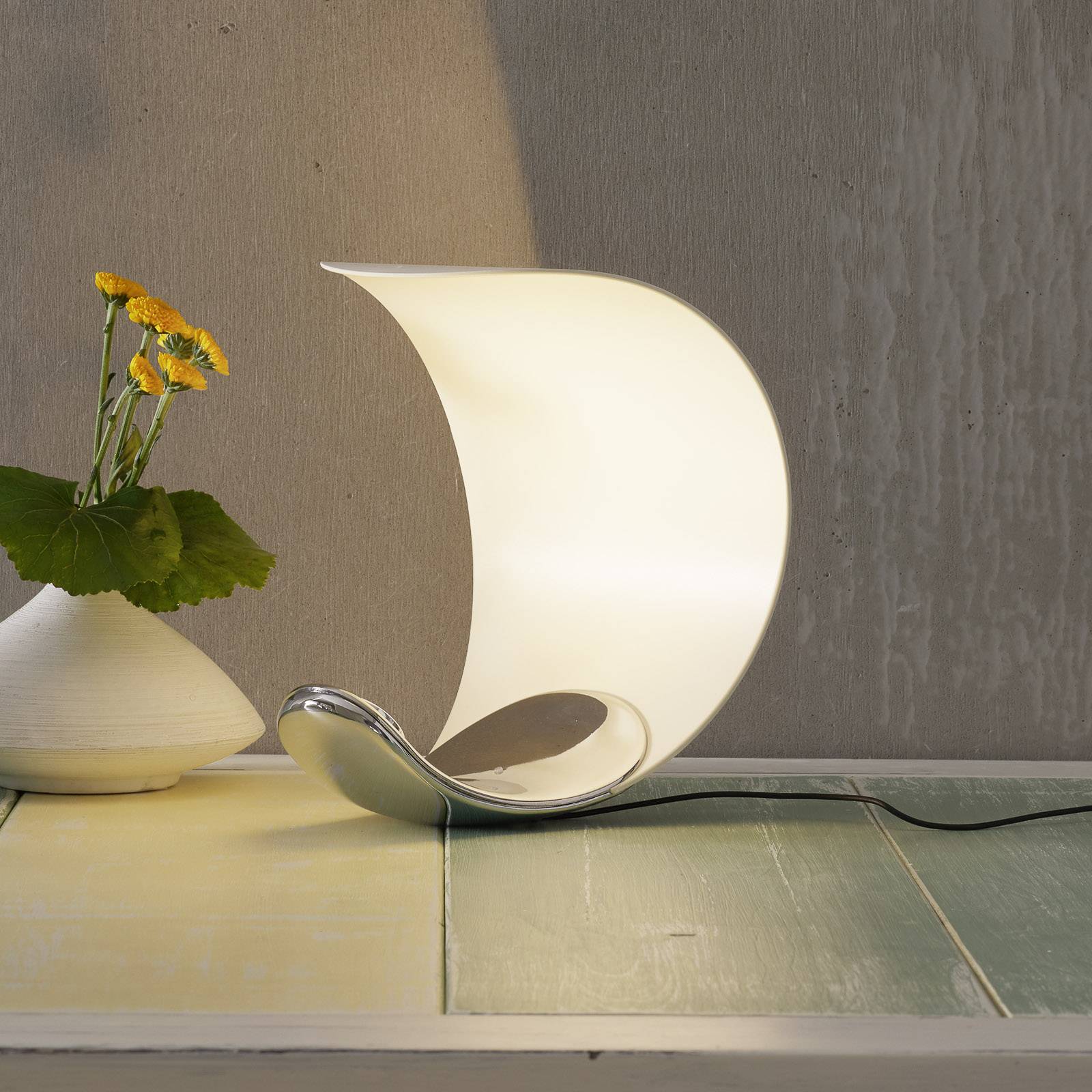 Designer-Tischlampe Curl weiß/verspiegelt Designer-Tischlampe Curl weiß/verspiegelt von Luceplan