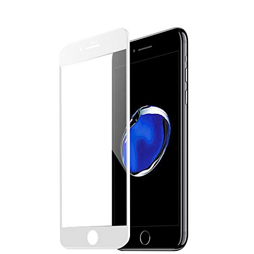 Luch [2 Stück] Panzerglas Schutzfolie für iPhone 8 / iPhone 7, Vollständige Abdeckung 3D Full Cover Display Schutzglas Hartglas Glasfolie mit Rahmen, 9H, Anti Kratzer, Weiß von Luch