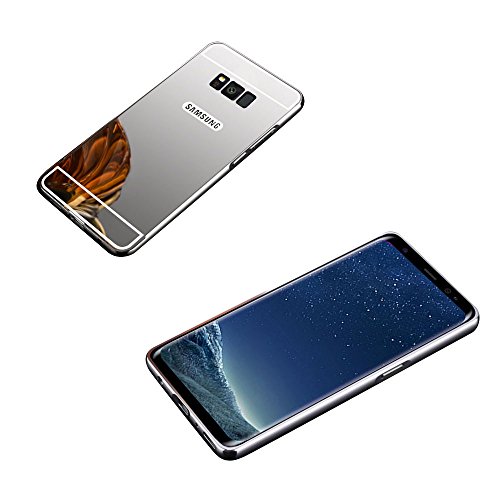 Luch Samsung Galaxy S8 Plus Hülle, Aluminium Metall Spiegel Mirror Bumper Schutzhülle Case Cover - Alu Rahmen mit PC Spiegel Rückseite Handyhülle für Samsung Galaxy S8+ Plus, Silber von Luch