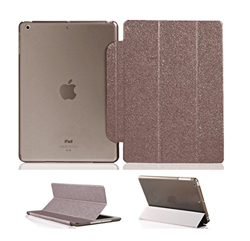 Luch iPad 9.7 2018 2017 Hülle, Glitter Seide Series Schutzhülle Cover Case Tasche mit Hart PC Durchschaubar Rücken Deckel mit Auto Schlaf/Wach und Standfunktion für iPad 9,7'' Zoll, Braun von Luch